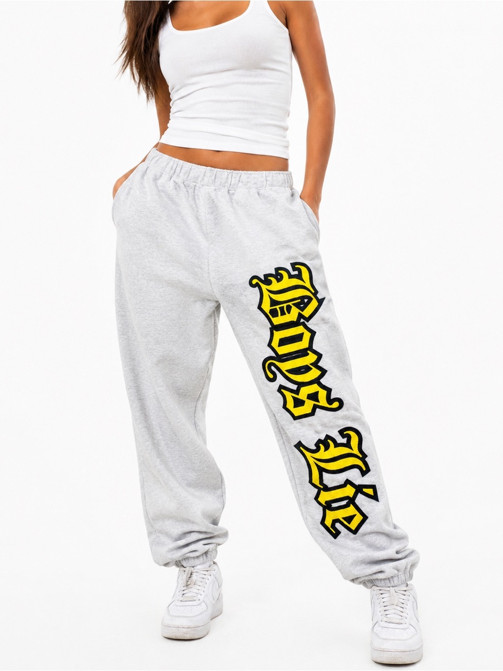 Boys Lie Grey Graphic Sweatpants Size Small